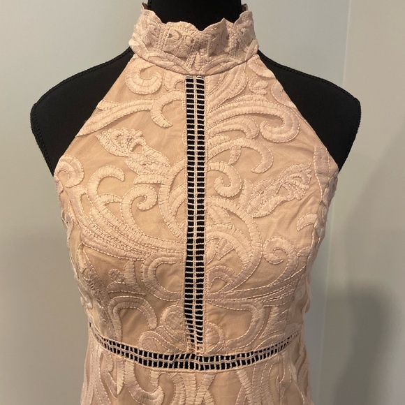 Bardot Pink Lace Midi Dress With Crochet Details EUC - Picture 5 of 15